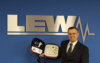 Steve Lamb with defibrillator